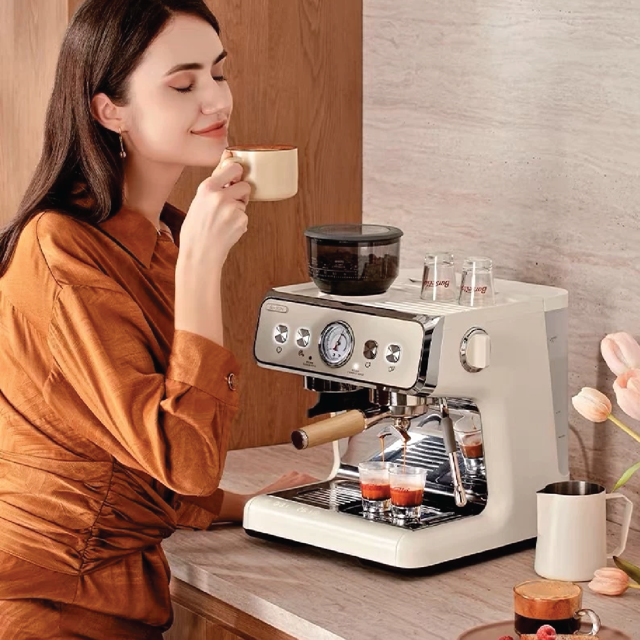 Barsetto BAE02S With Scale Double Boiler Espresso Coffee Machine